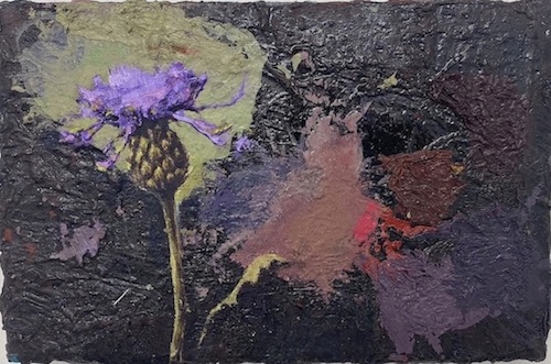 Katrin Brause aka Heichel: Corny, 2019, Öl auf Leinwand, 16,5 x 25 cm

